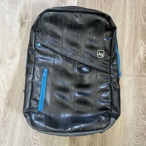 Alchemy Goods Black Brooklyn Backpack Blue Trim Rubber Laptop Shoulder Bag